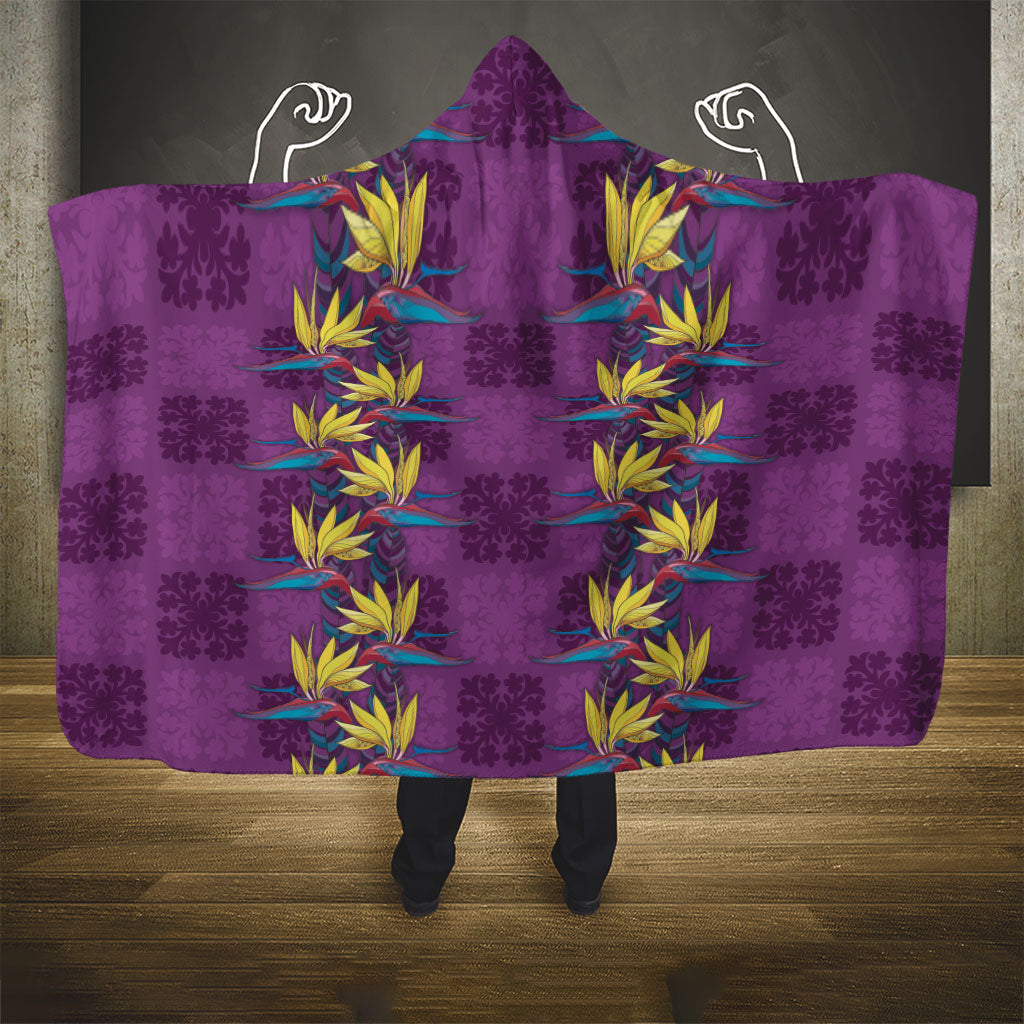 Hawaii Waikiki King Hooded Blanket Purple Quilt With Pua Manu
