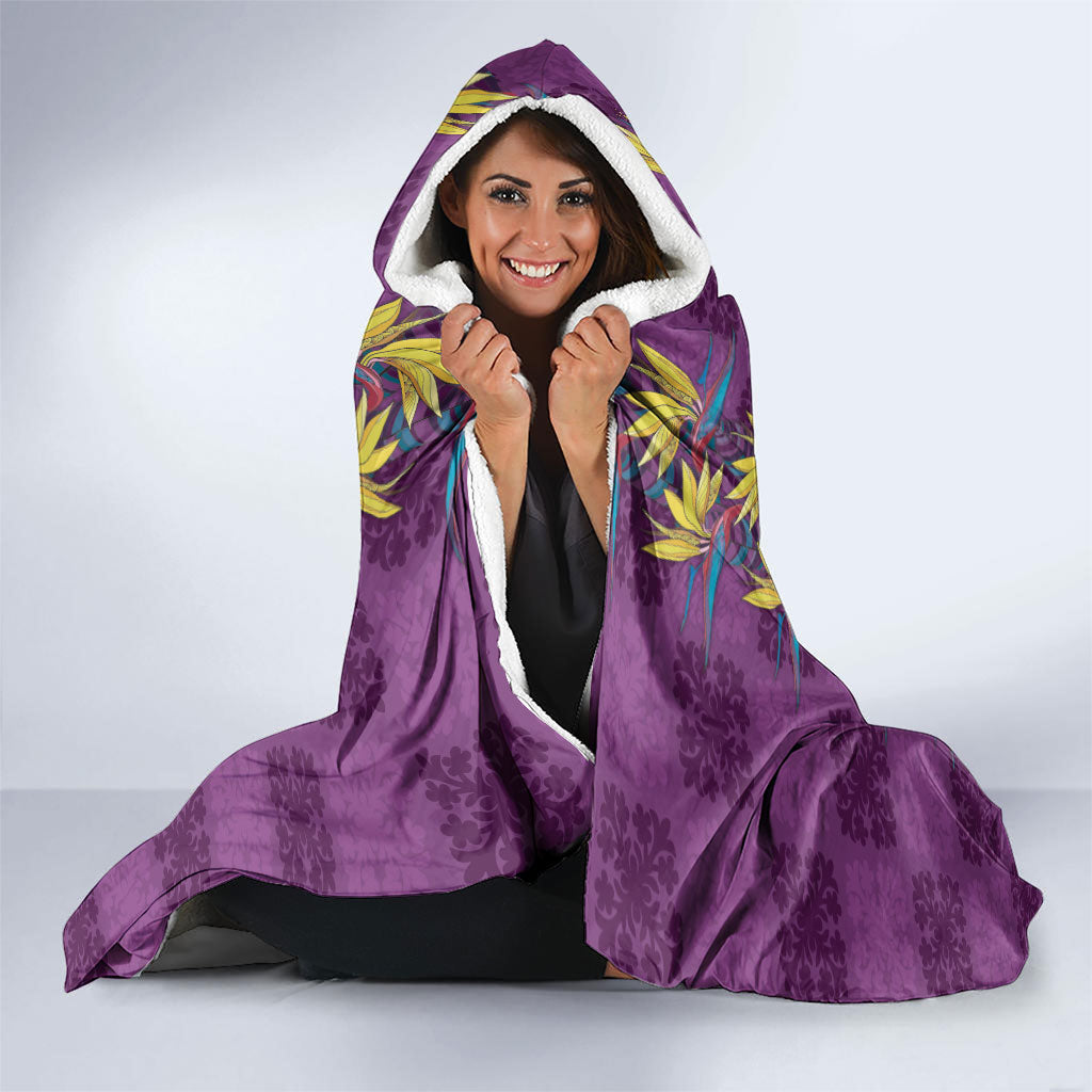 Hawaii Waikiki King Hooded Blanket Purple Quilt With Pua Manu
