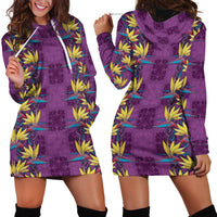 Hawaii Waikiki King Hoodie Dress Purple Quilt With Pua Manu