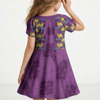 Hawaii Waikiki King Kid Short Sleeve Dress Purple Quilt With Pua Manu
