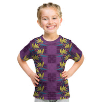 Hawaii Waikiki King Kid T Shirt Purple Quilt With Pua Manu