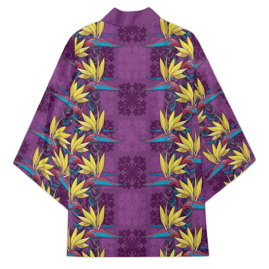 Hawaii Waikiki King Kimono Purple Quilt With Pua Manu