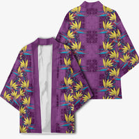 Hawaii Waikiki King Kimono Purple Quilt With Pua Manu