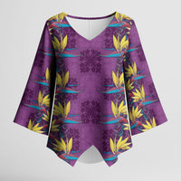 Hawaii Waikiki King Kimono Sleeve Blouse Purple Quilt With Pua Manu