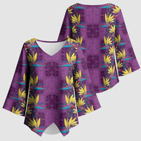 Hawaii Waikiki King Kimono Sleeve Blouse Purple Quilt With Pua Manu