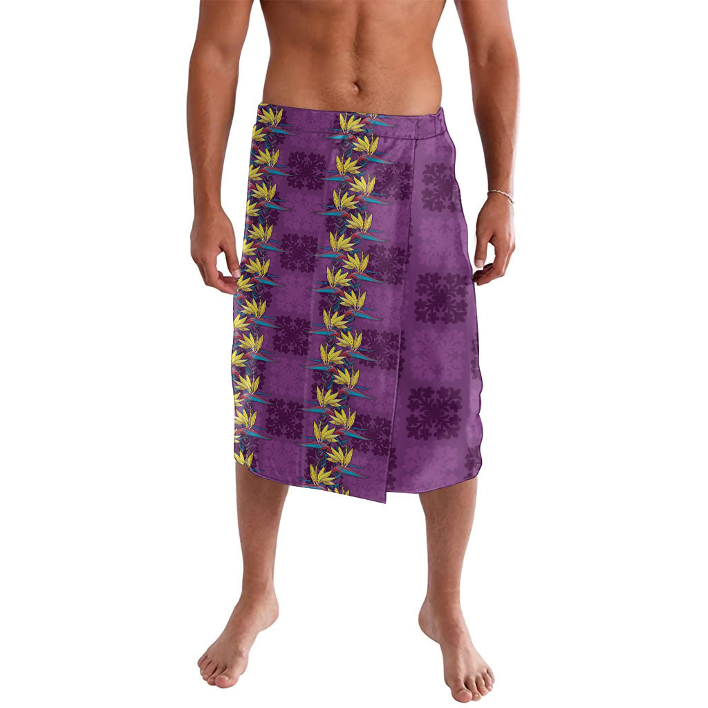 Hawaii Waikiki King Lavalava Purple Quilt With Pua Manu
