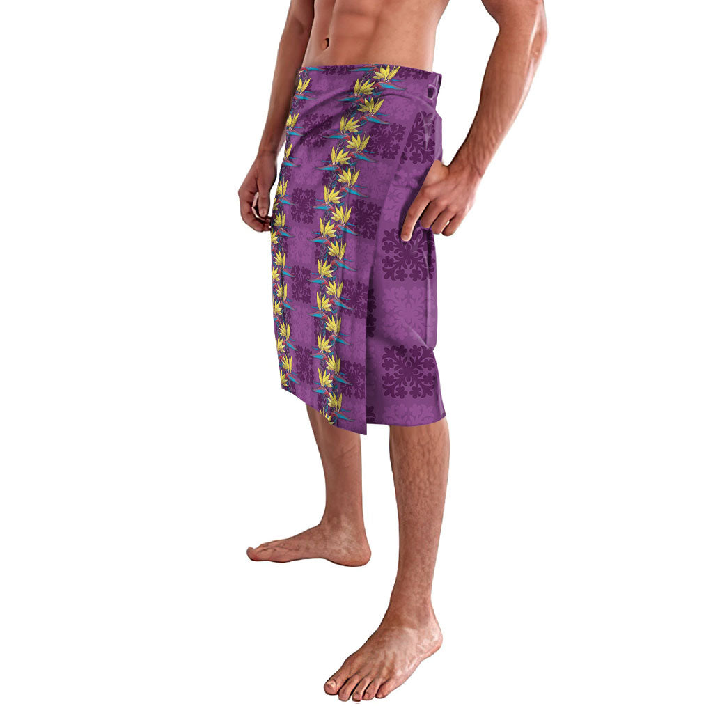 Hawaii Waikiki King Lavalava Purple Quilt With Pua Manu