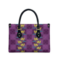 Hawaii Waikiki King Leather Bag Purple Quilt With Pua Manu