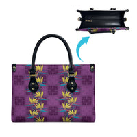 Hawaii Waikiki King Leather Bag Purple Quilt With Pua Manu