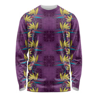 Hawaii Waikiki King Long Sleeve Shirt Purple Quilt With Pua Manu