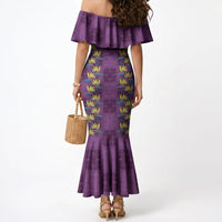 Hawaii Waikiki King Mermaid Dress Purple Quilt With Pua Manu