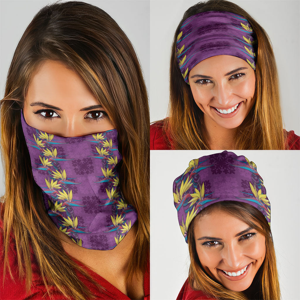 Hawaii Waikiki King Neck Gaiter Purple Quilt With Pua Manu