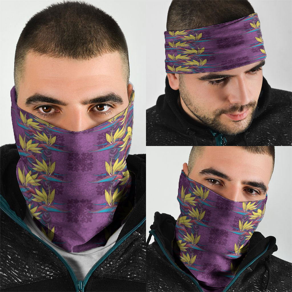 Hawaii Waikiki King Neck Gaiter Purple Quilt With Pua Manu
