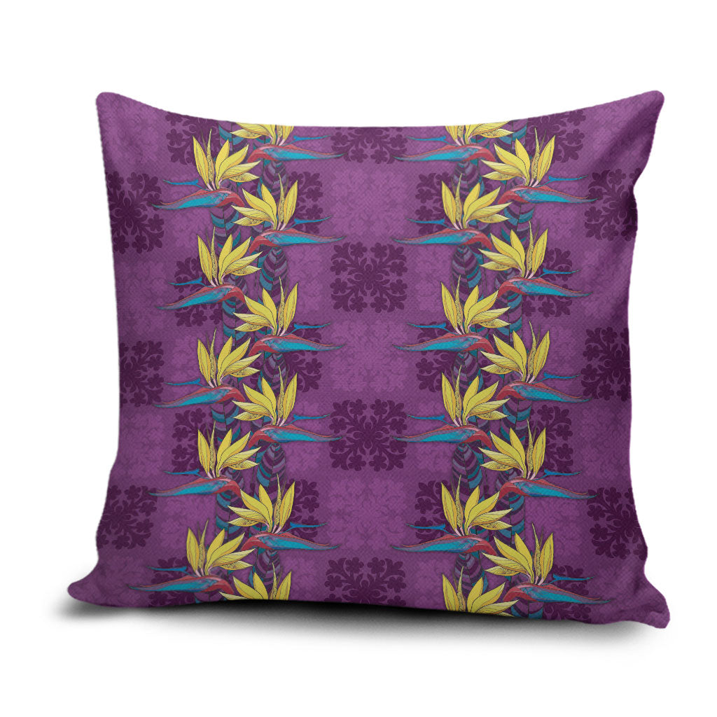 Hawaii Waikiki King Pillow Cover Purple Quilt With Pua Manu