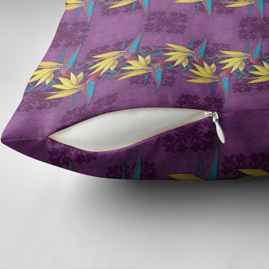 Hawaii Waikiki King Pillow Cover Purple Quilt With Pua Manu