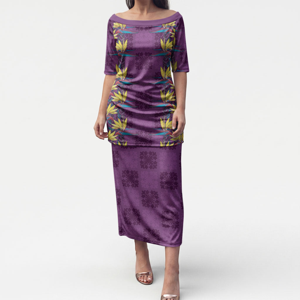 Hawaii Waikiki King Puletasi Purple Quilt With Pua Manu