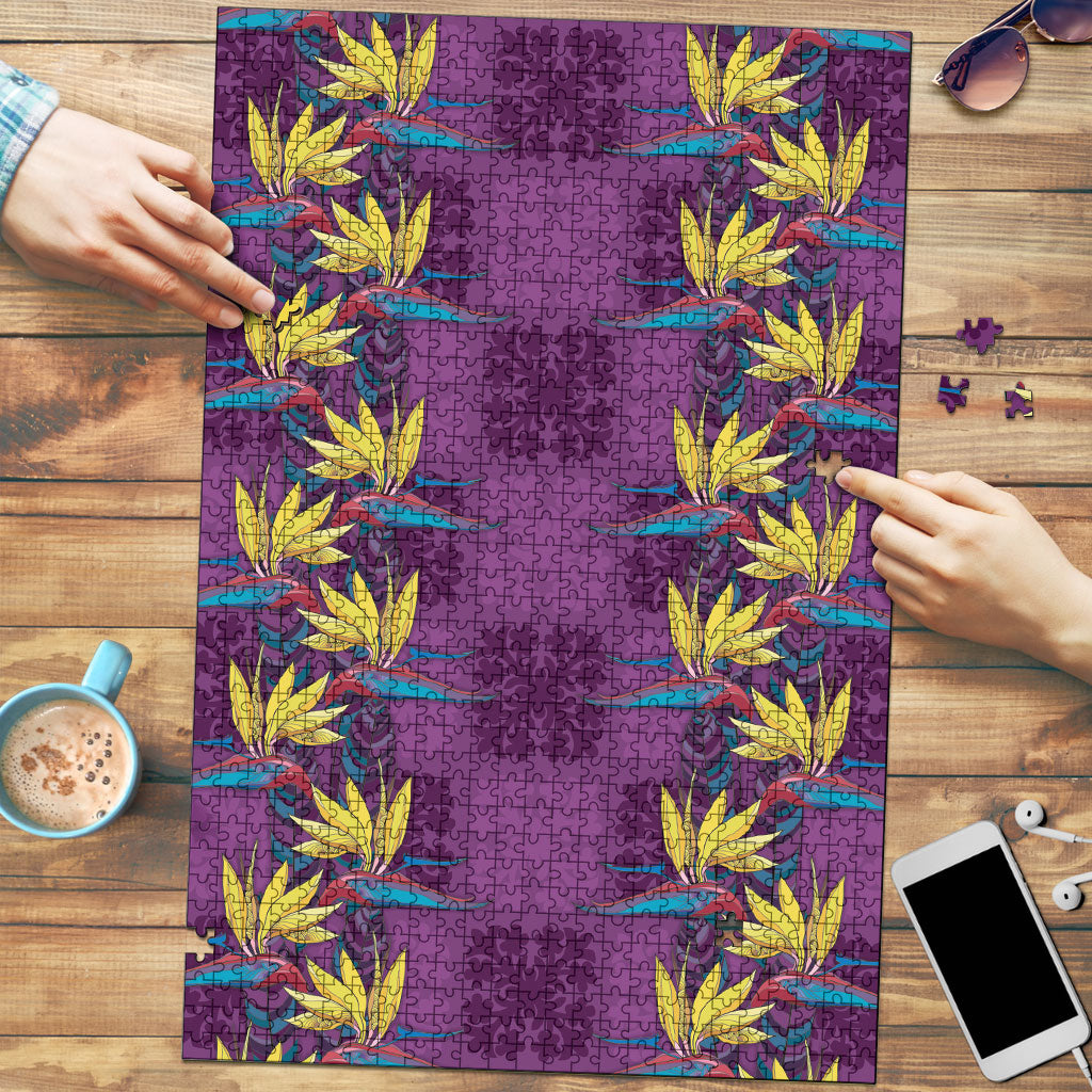 Hawaii Waikiki King Puzzle Purple Quilt With Pua Manu