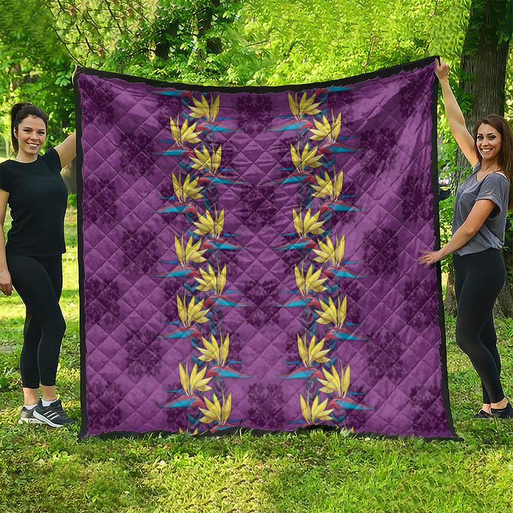 Hawaii Waikiki King Quilt Purple Quilt With Pua Manu