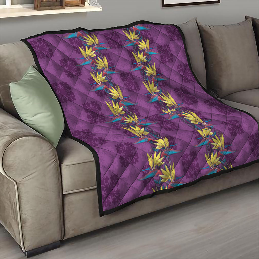 Hawaii Waikiki King Quilt Purple Quilt With Pua Manu