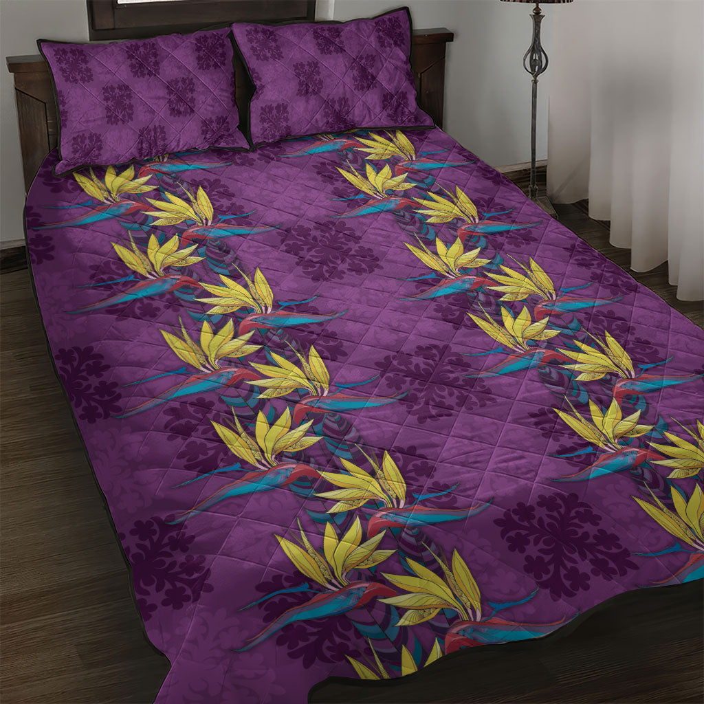 Hawaii Waikiki King Quilt Bed Set Purple Quilt With Pua Manu