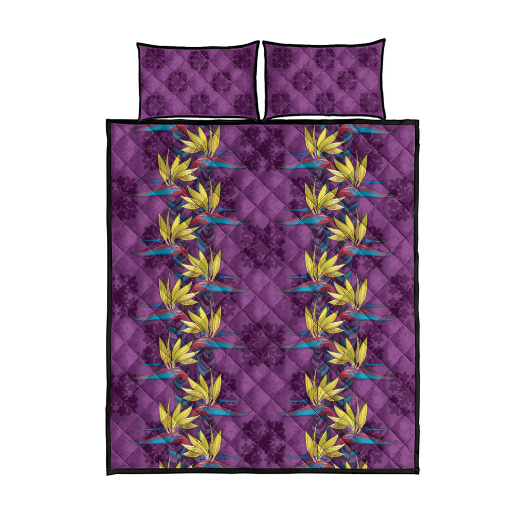 Hawaii Waikiki King Quilt Bed Set Purple Quilt With Pua Manu