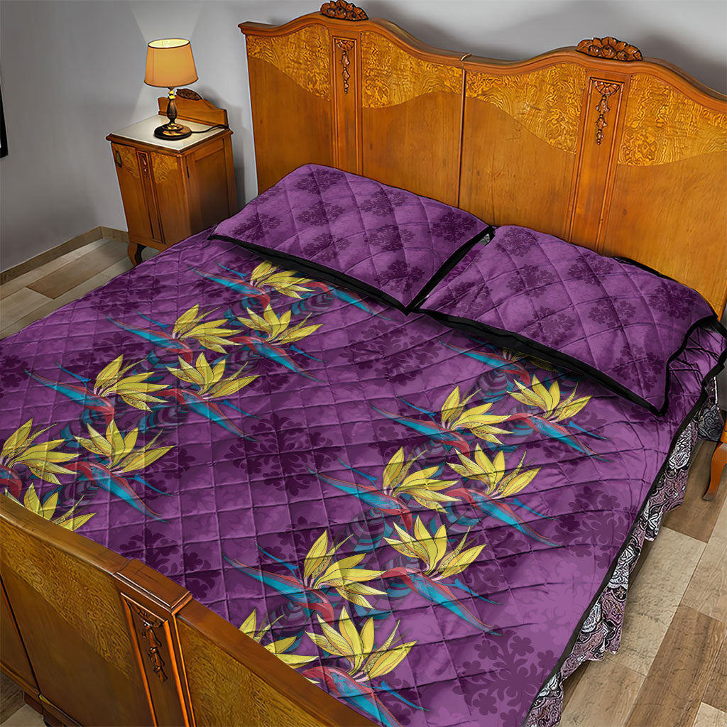 Hawaii Waikiki King Quilt Bed Set Purple Quilt With Pua Manu