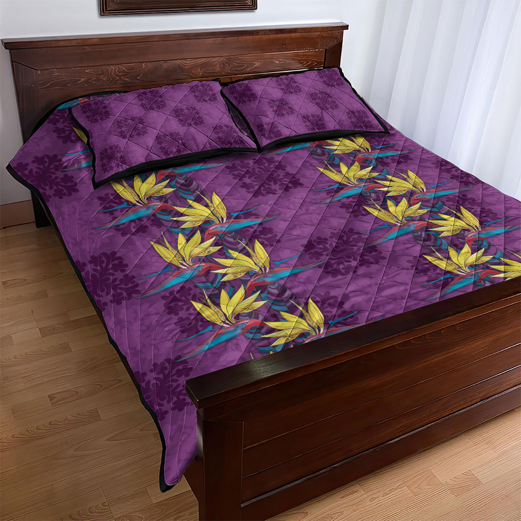 Hawaii Waikiki King Quilt Bed Set Purple Quilt With Pua Manu
