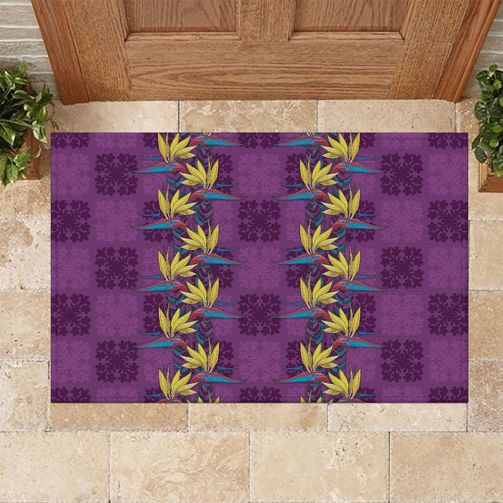 Hawaii Waikiki King Rubber Doormat Purple Quilt With Pua Manu