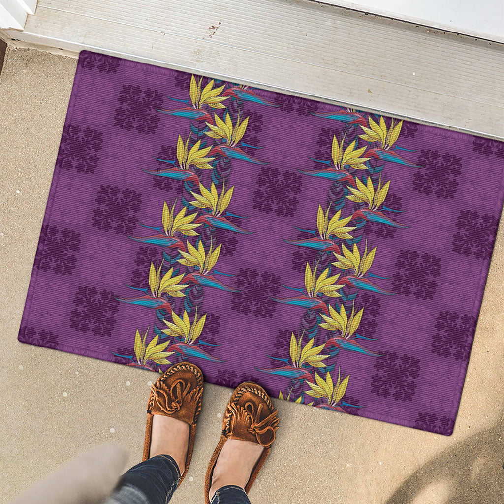 Hawaii Waikiki King Rubber Doormat Purple Quilt With Pua Manu