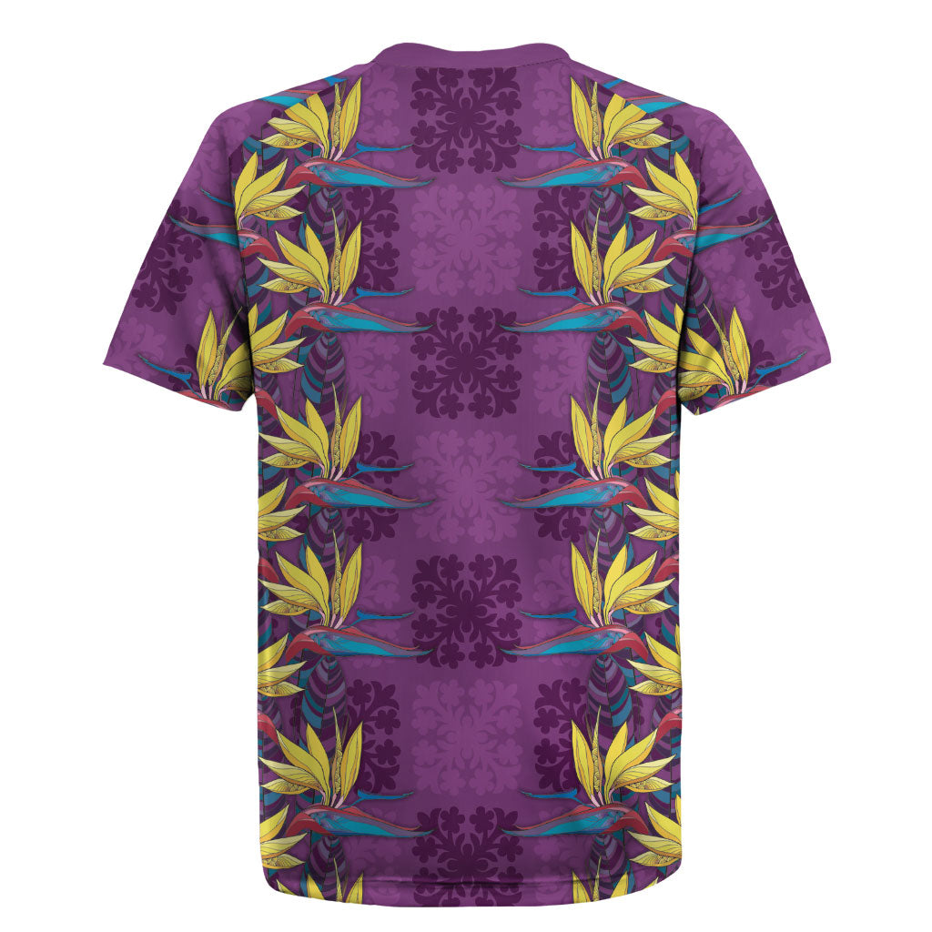 Hawaii Waikiki King Rugby Jersey Purple Quilt With Pua Manu
