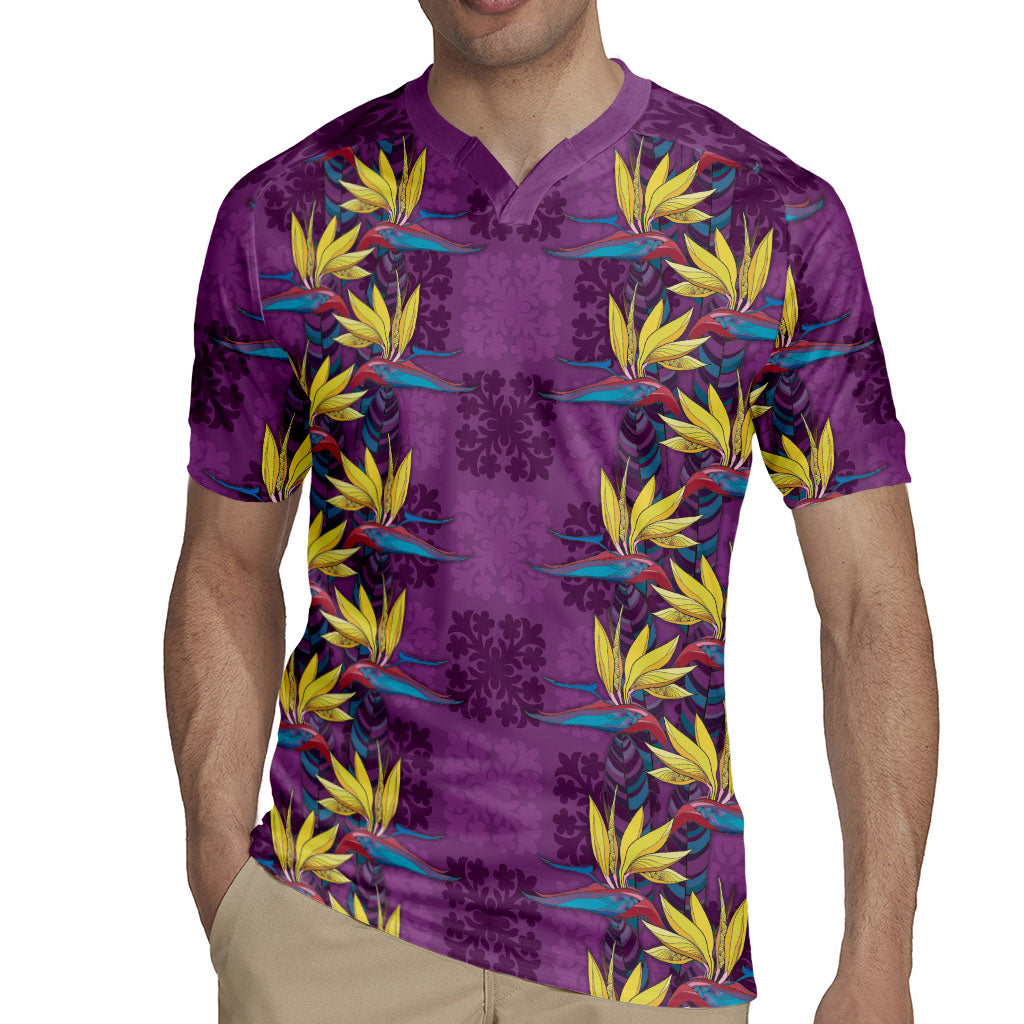 Hawaii Waikiki King Rugby Jersey Purple Quilt With Pua Manu