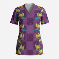 Hawaii Waikiki King Scrub Top Purple Quilt With Pua Manu