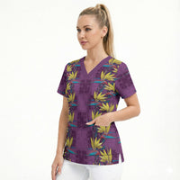 Hawaii Waikiki King Scrub Top Purple Quilt With Pua Manu