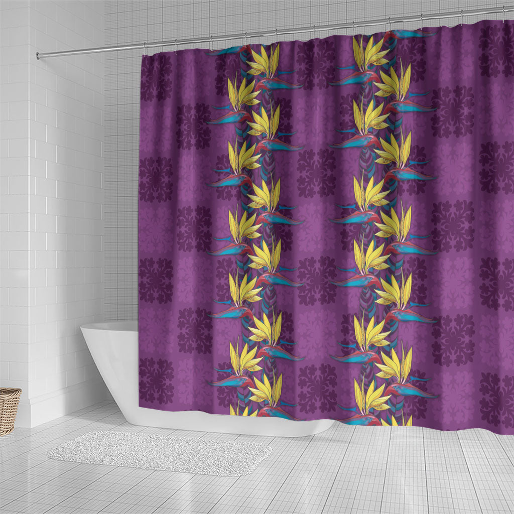 Hawaii Waikiki King Shower Curtain Purple Quilt With Pua Manu