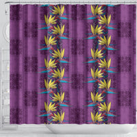 Hawaii Waikiki King Shower Curtain Purple Quilt With Pua Manu
