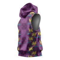 Hawaii Waikiki King Sleeveless Hoodie Purple Quilt With Pua Manu