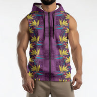 Hawaii Waikiki King Sleeveless Zip Hoodie Purple Quilt With Pua Manu