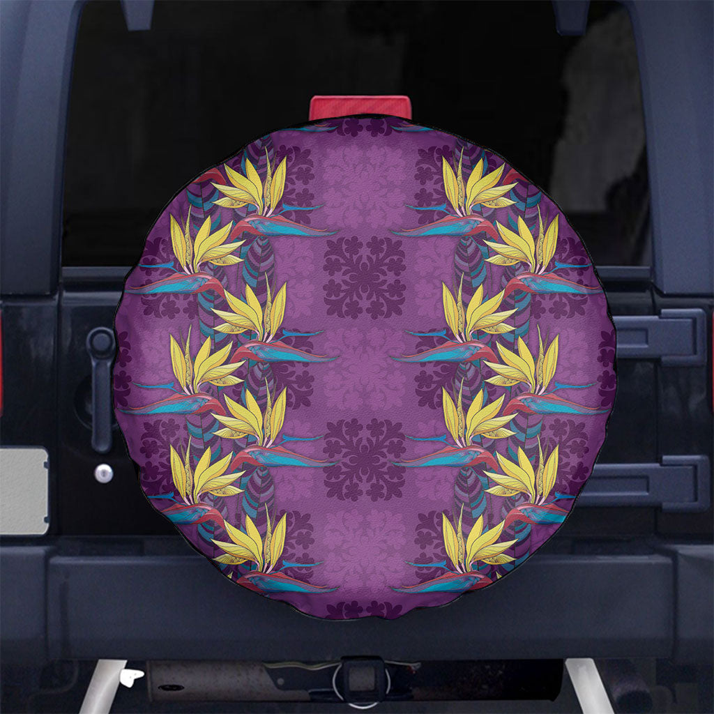 Hawaii Waikiki King Spare Tire Cover Purple Quilt With Pua Manu