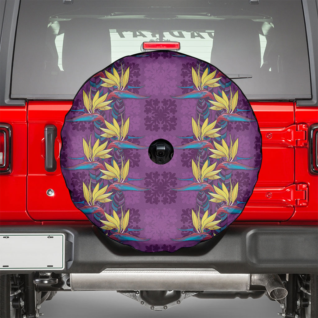 Hawaii Waikiki King Spare Tire Cover Purple Quilt With Pua Manu