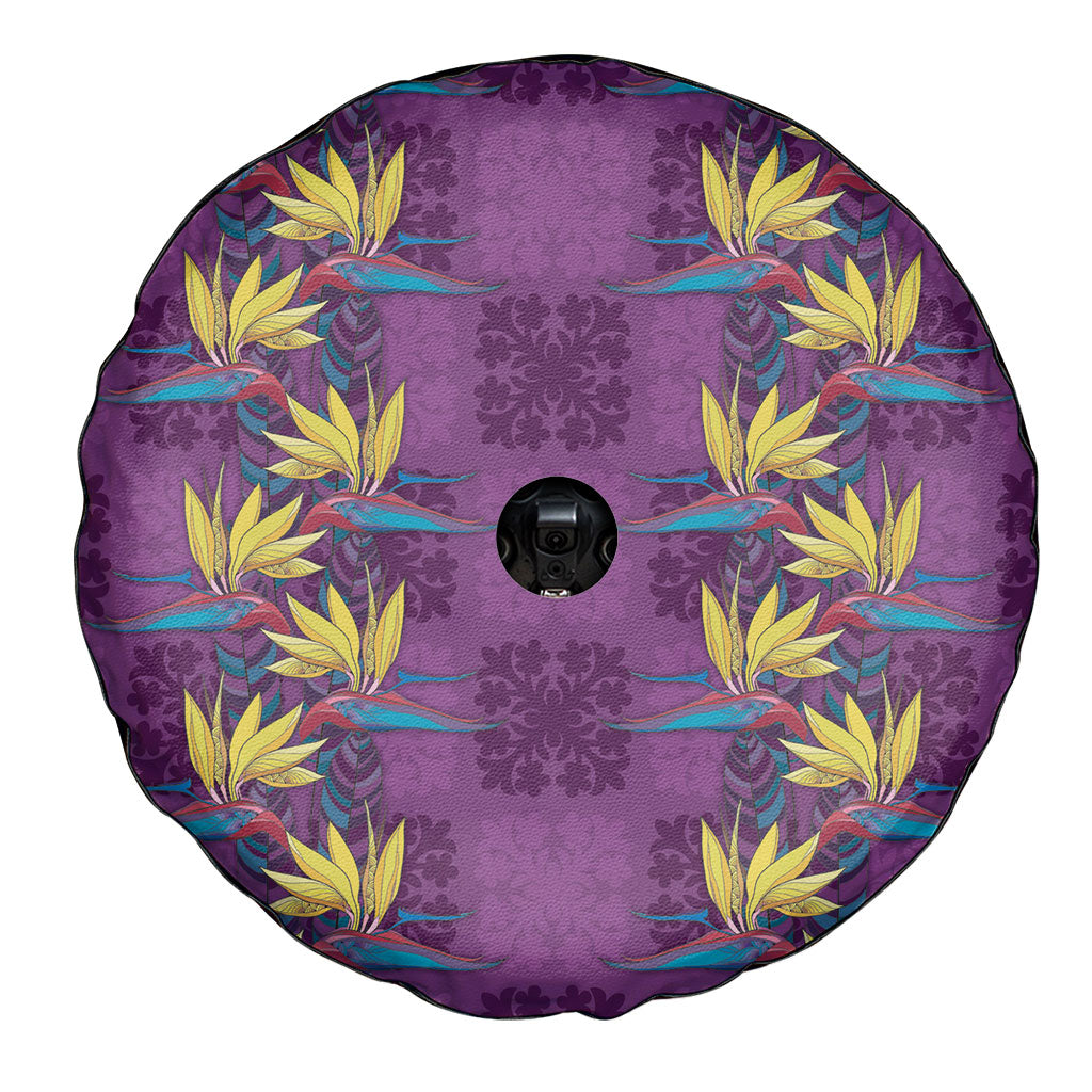 Hawaii Waikiki King Spare Tire Cover Purple Quilt With Pua Manu
