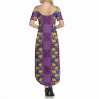 Hawaii Waikiki King Summer Maxi Dress Purple Quilt With Pua Manu