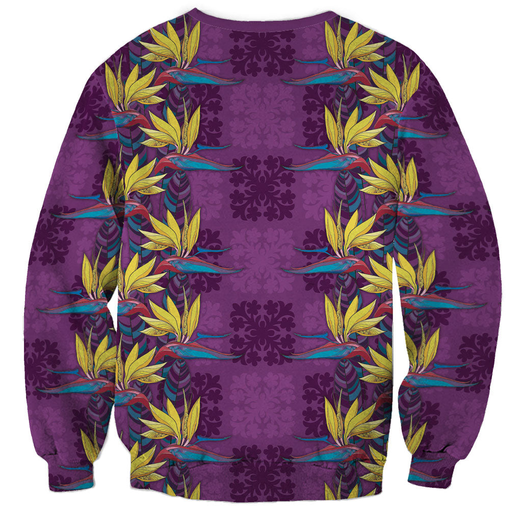 Hawaii Waikiki King Sweatshirt Purple Quilt With Pua Manu