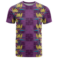 Hawaii Waikiki King T Shirt Purple Quilt With Pua Manu