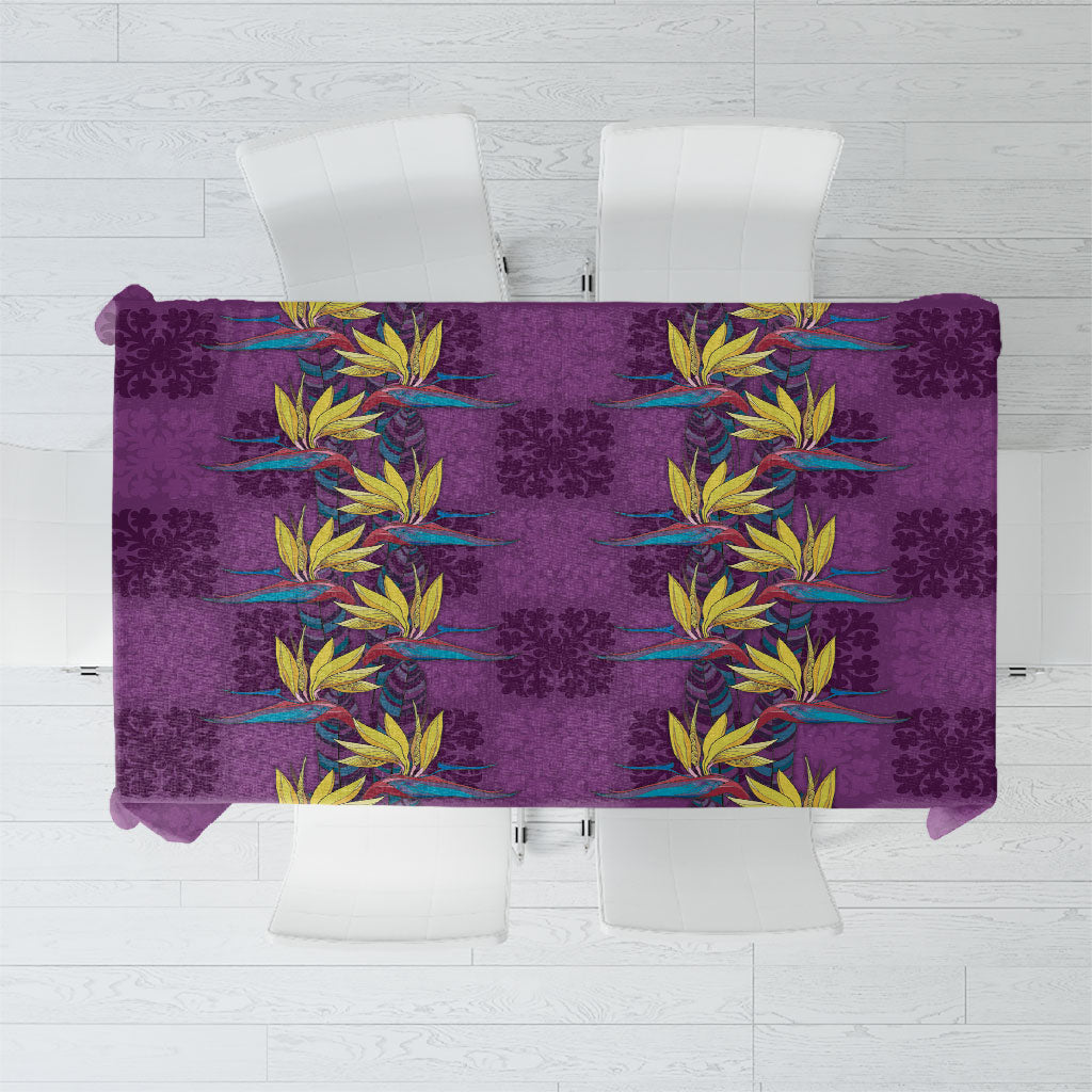 Hawaii Waikiki King Tablecloth Purple Quilt With Pua Manu