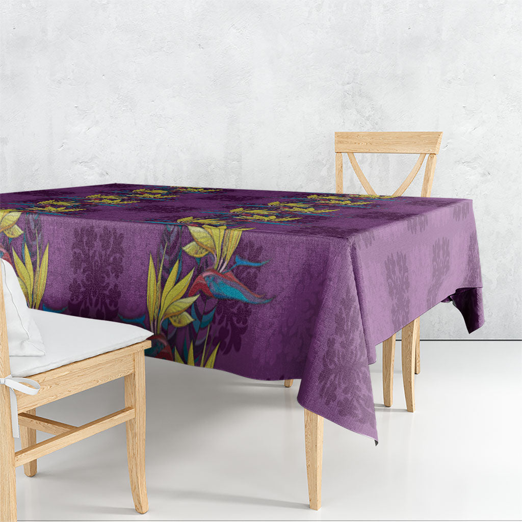 Hawaii Waikiki King Tablecloth Purple Quilt With Pua Manu
