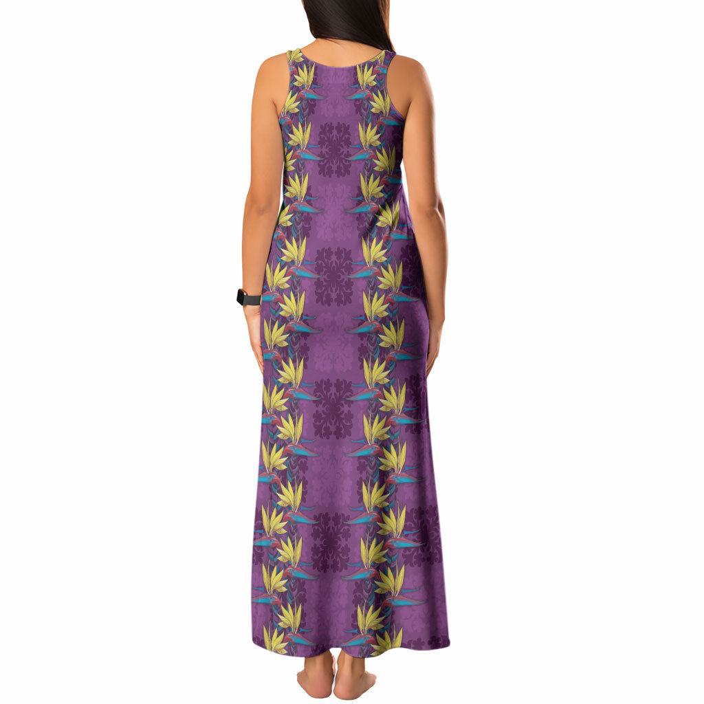 Hawaii Waikiki King Tank Maxi Dress Purple Quilt With Pua Manu