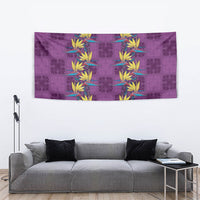 Hawaii Waikiki King Tapestry Purple Quilt With Pua Manu