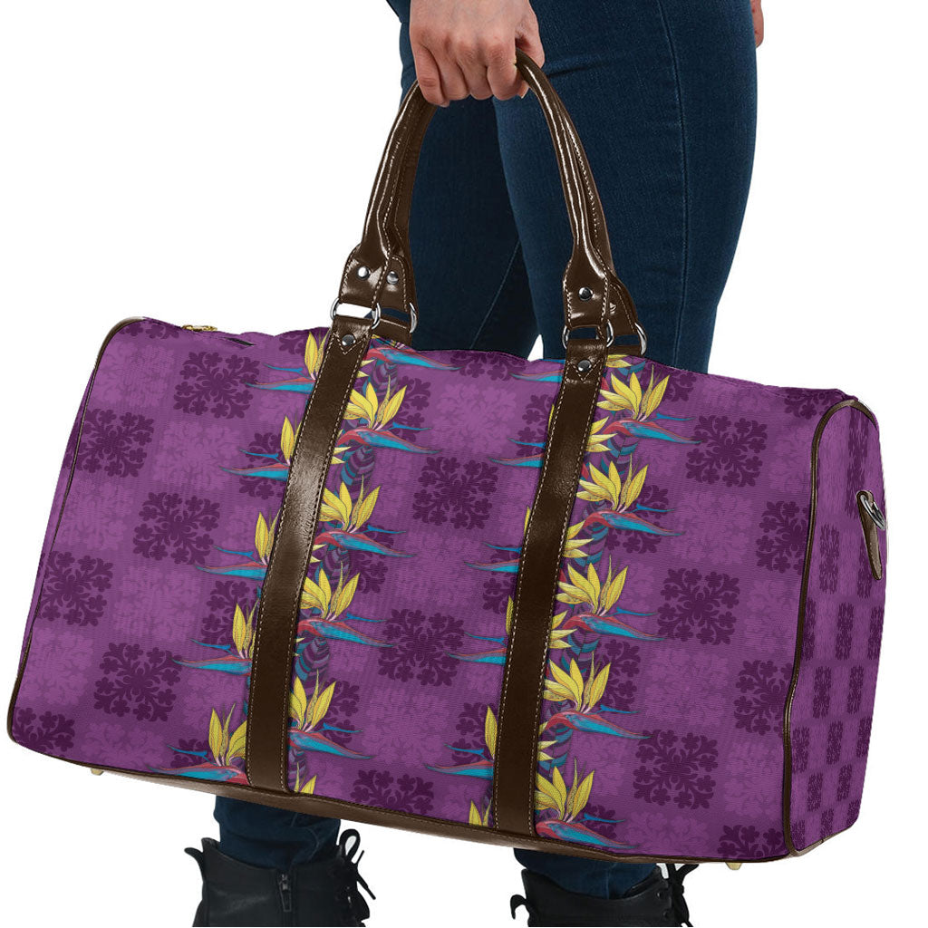 Hawaii Waikiki King Travel Bag Purple Quilt With Pua Manu