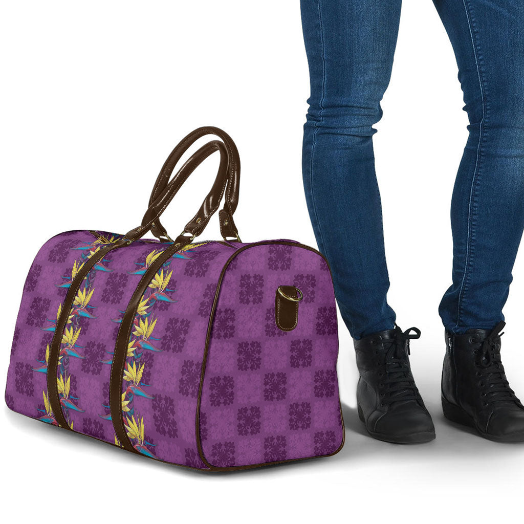 Hawaii Waikiki King Travel Bag Purple Quilt With Pua Manu