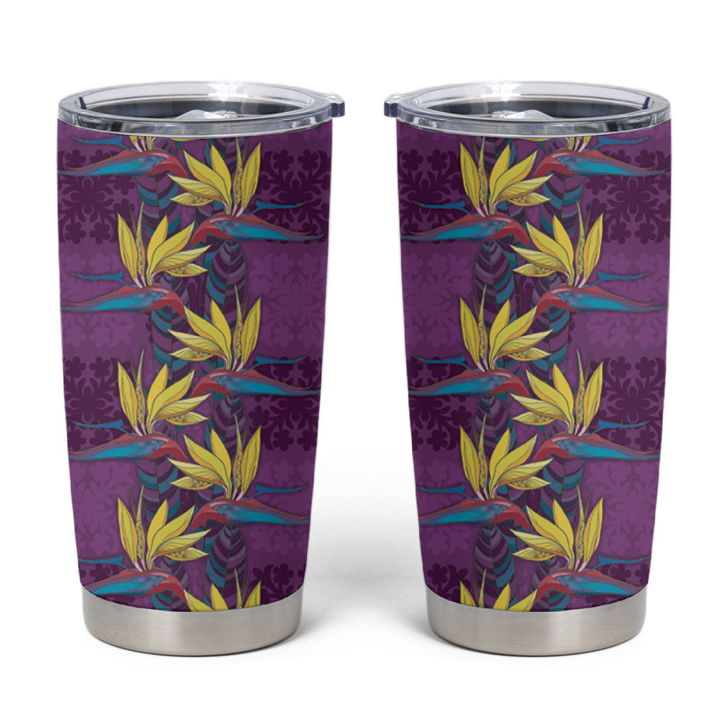 Hawaii Waikiki King Tumbler Cup Purple Quilt With Pua Manu